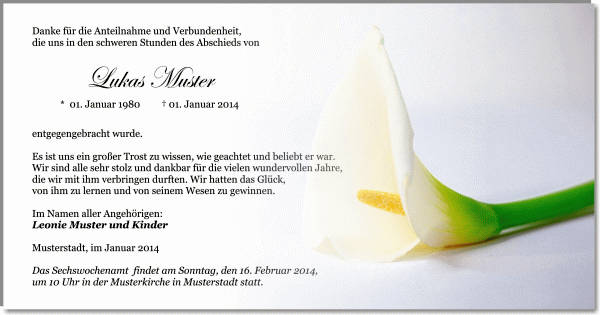  Danksagungskarten Trauer