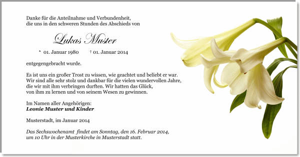  Danksagungskarten Trauer