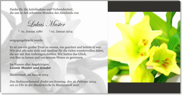  Danksagungskarten Trauer