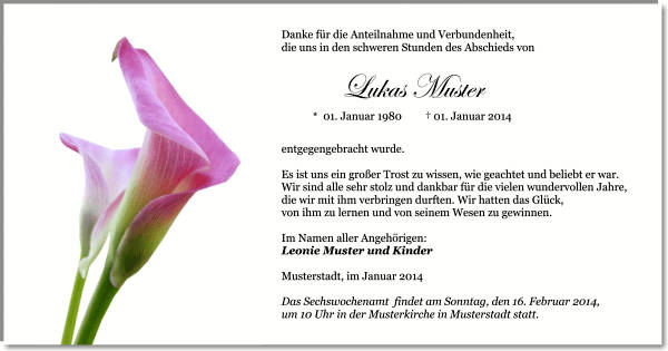  Danksagungskarten Trauer