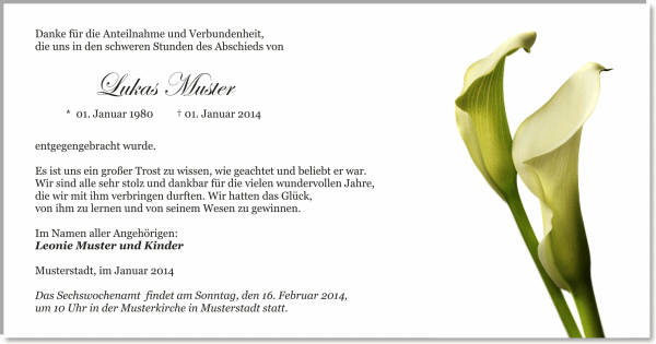  Danksagungskarten Trauer