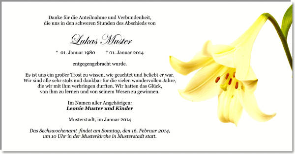  Danksagungskarten Trauer