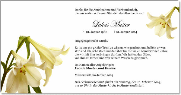  Danksagungskarten Trauer