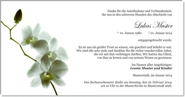  Danksagungskarten Trauer
