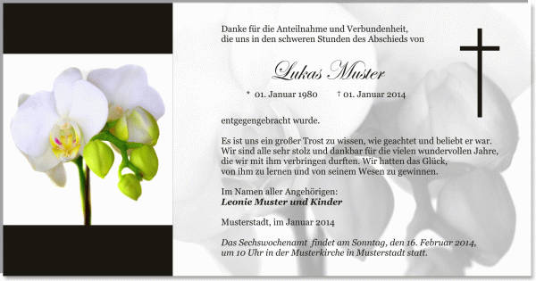  Danksagungskarten Trauer