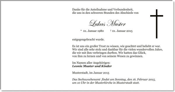  Danksagungskarten Trauer