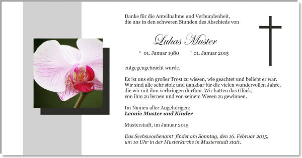  Danksagungskarten Trauer