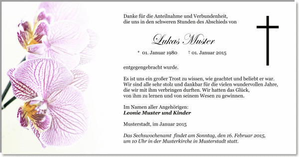  Danksagungskarten Trauer