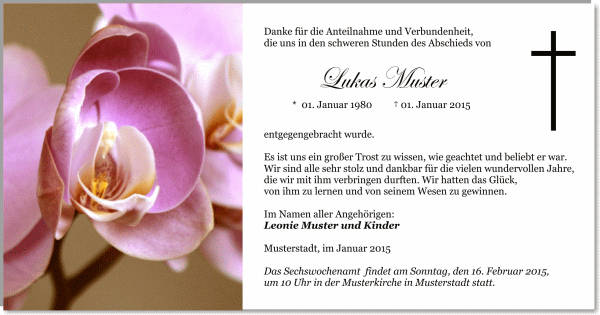  Danksagungskarten Trauer