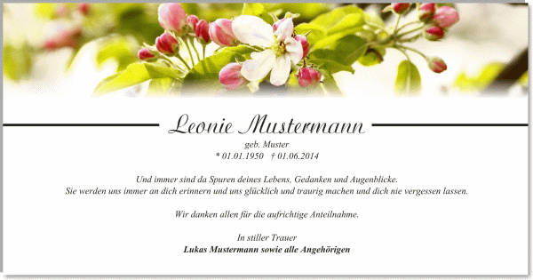 Danksagungskarten Trauer
