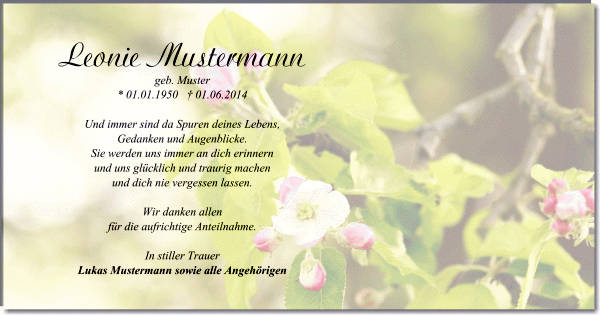  Danksagungskarten Trauer