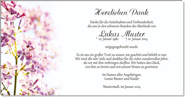  Danksagungskarten Trauer
