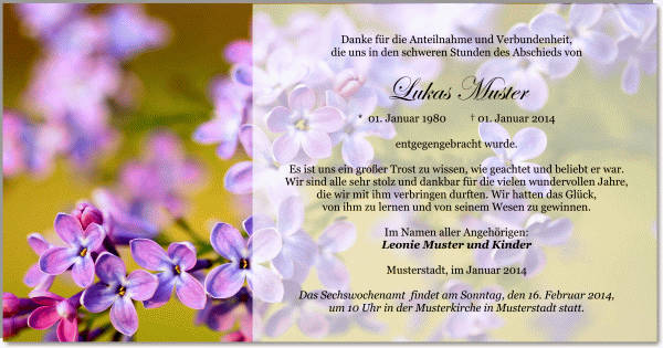  Danksagungskarten Trauer