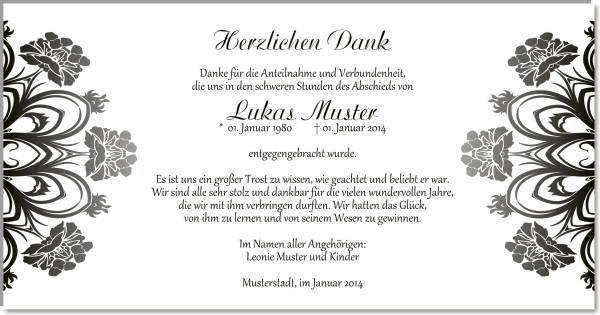  Danksagungskarten Trauer