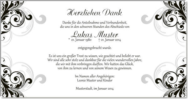  Danksagungskarten Trauer