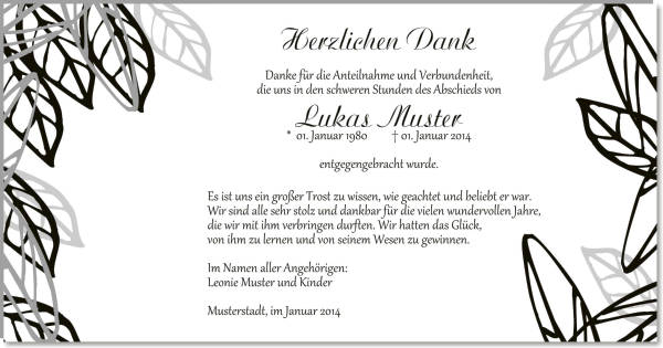  Danksagungskarten Trauer
