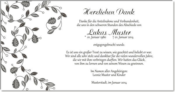  Danksagungskarten Trauer