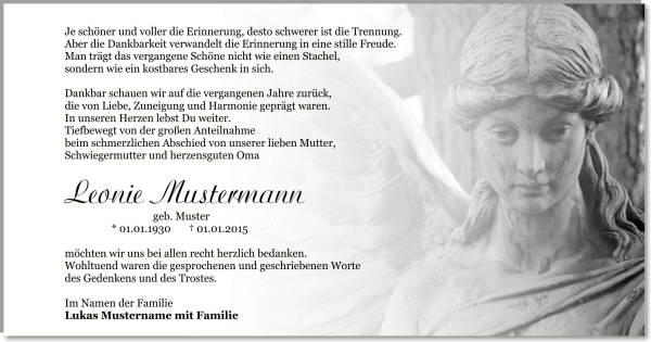  Danksagungskarten Trauer
