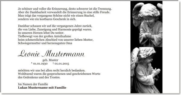  Danksagungskarten Trauer