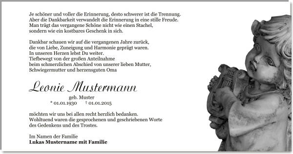  Danksagungskarten Trauer