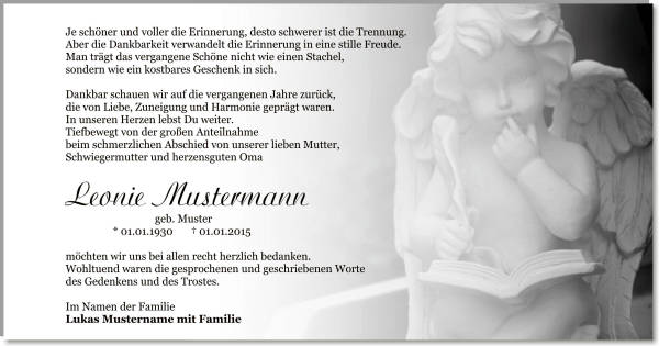 Danksagungskarten Trauer