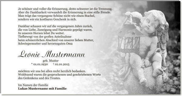  Danksagungskarten Trauer