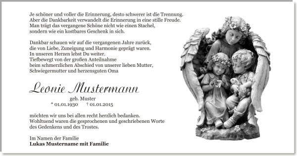  Danksagungskarten Trauer