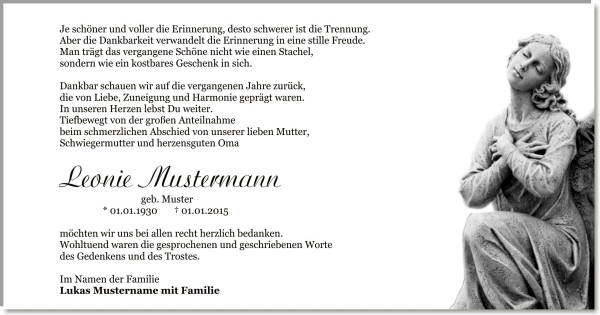  Danksagungskarten Trauer
