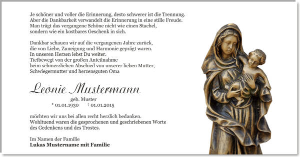  Danksagungskarten Trauer