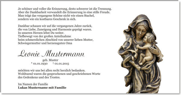  Danksagungskarten Trauer