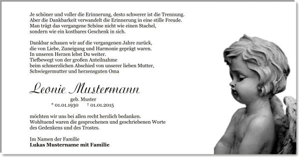  Danksagungskarten Trauer