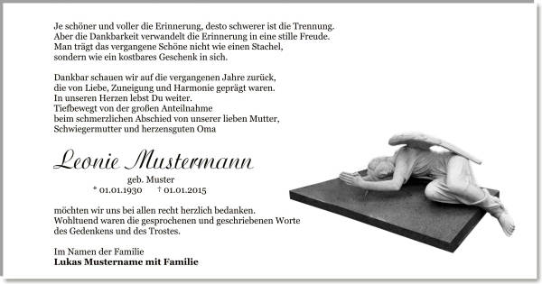  Danksagungskarten Trauer