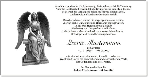  Danksagungskarten Trauer