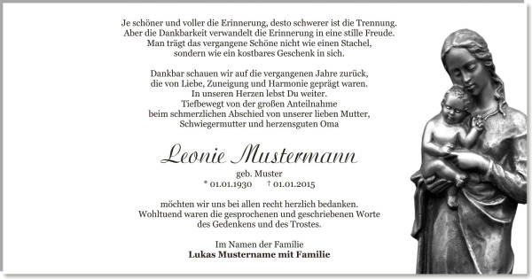  Danksagungskarten Trauer