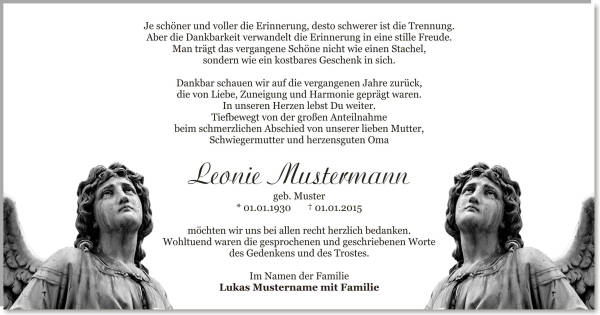  Danksagungskarten Trauer