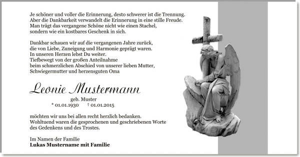  Danksagungskarten Trauer
