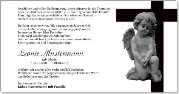  Danksagungskarten Trauer