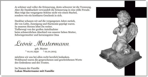  Danksagungskarten Trauer