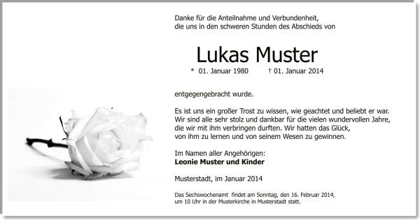  Danksagungskarten Trauer