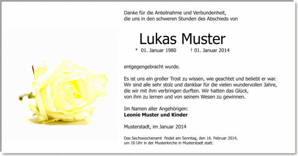  Danksagungskarten Trauer