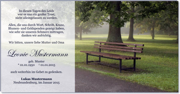  Danksagungskarten Trauer