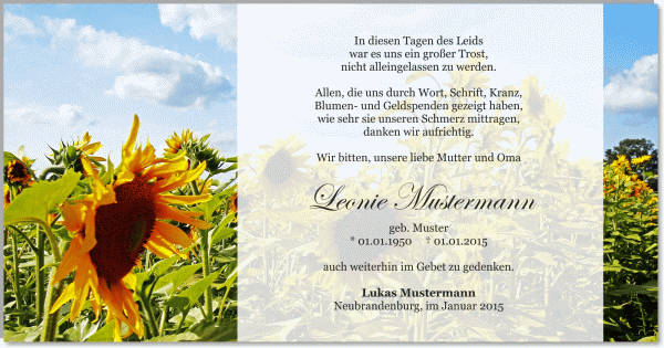  Danksagungskarten Trauer