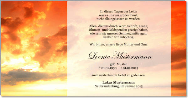  Danksagungskarten Trauer
