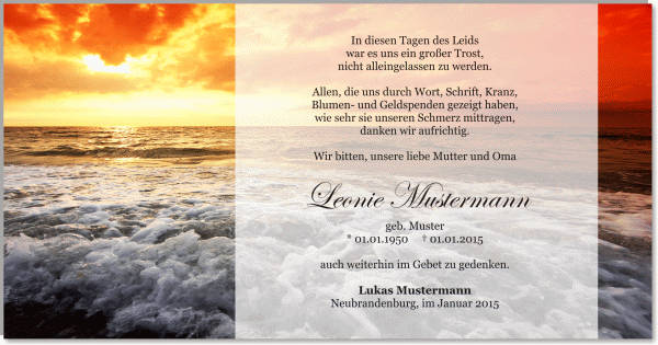  Danksagungskarten Trauer
