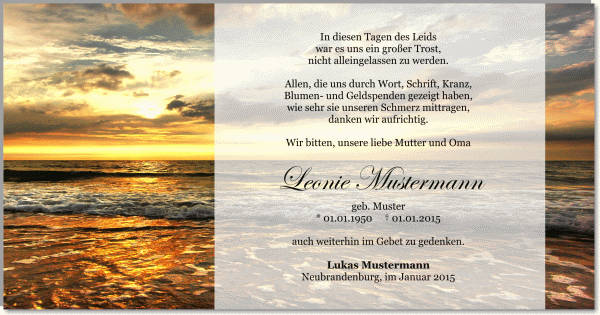  Danksagungskarten Trauer