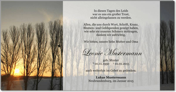  Danksagungskarten Trauer