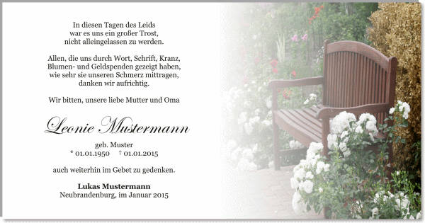  Danksagungskarten Trauer