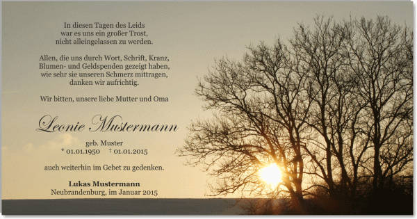  Danksagungskarten Trauer