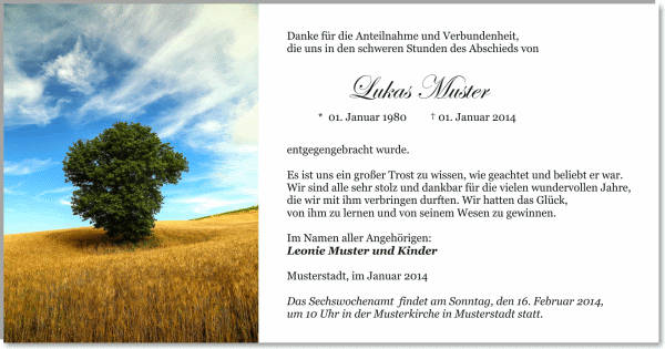  Danksagungskarten Trauer