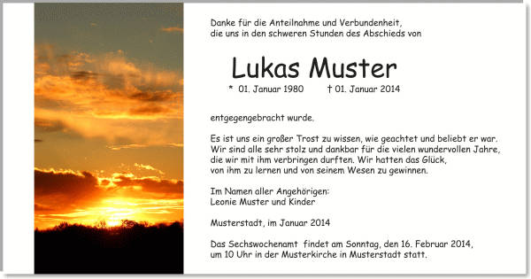  Danksagungskarten Trauer